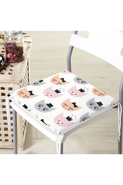 Realhomes Cute Cat Motif Digital Printed Special Design Modern Zippered Chair Cushion