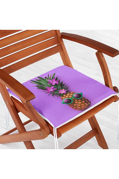 Realhomes Modern Zippered Chair Cushion with Pineapple Pattern on Purple Background
