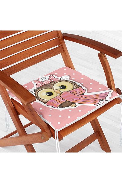 Realhomes Owl Patterned Digital Printed Zippered Chair Cushion