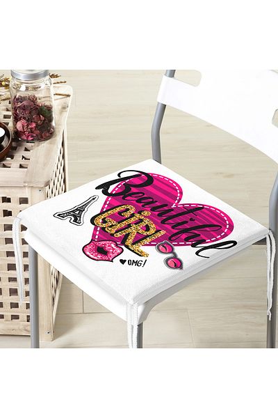 Realhomes Beautiful Girl Designed Popart Zippered Chair Cushion
