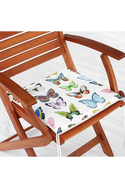 Realhomes Digital Printed Modern Zippered Chair Cushion with Colorful Butterfly Picture
