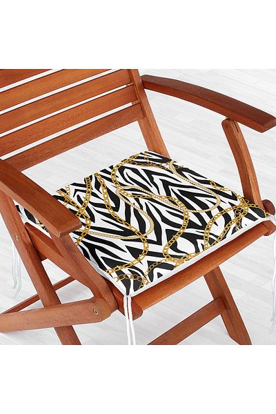 Realhomes Zebra Chain Pattern on the Floor Special Design Digital Printed Modern Zippered Chair Cushion