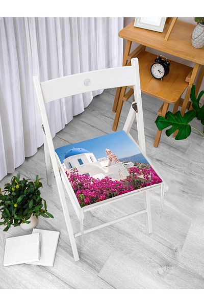 Realhomes Pernă de scaun cu fermoar cu imprimare digitală cu motiv peisaj floral violet