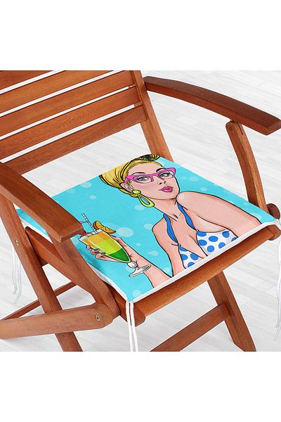 Realhomes Pop Art Girl Special Design Zippered Chair Cushion