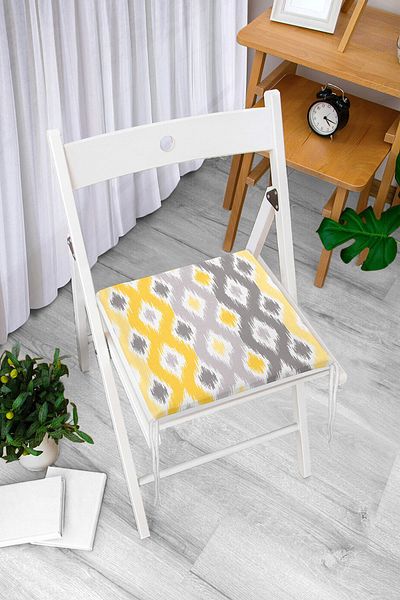 Realhomes Yellow Gray Zigzag Patterned Modern Design Zippered Chair Cushion