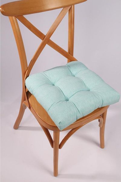 ALTINPAMUK Pernă pentru scaun umflată verde apă Lina cu cusut special și dantelă 40x40 cm
