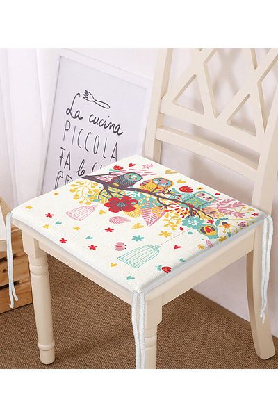 Realhomes Owl Patterned Digital Printed Zippered Chair Cushion