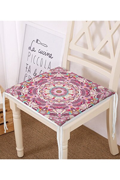 Realhomes Etnik Motifli Dijital Baskılı Modern Fermuarlı Sandalye Minderi
