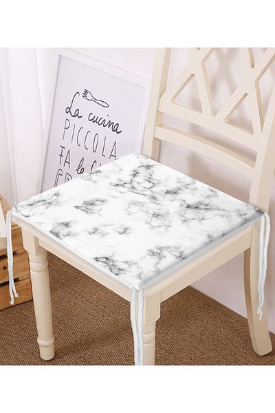 Realhomes Digital Printed Zippered Chair Cushion with Light Marble Floor