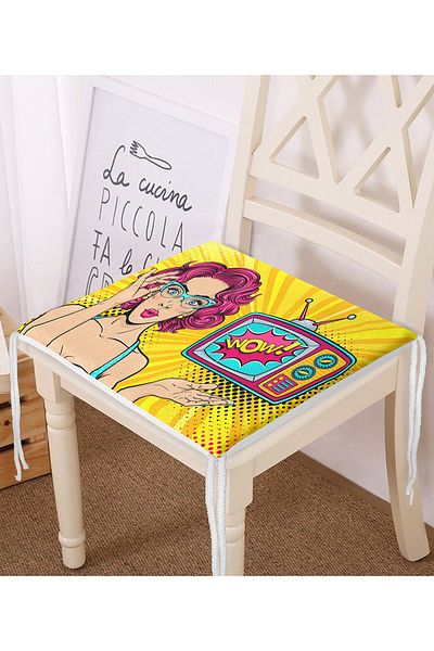 Realhomes Pop Art Wow Patterned Special Design Zippered Chair Cushion