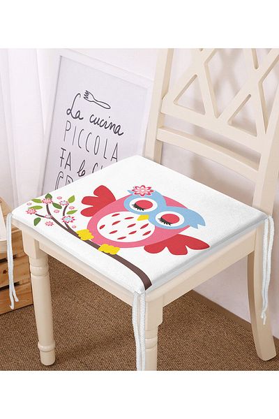 Realhomes Owl Patterned Decorati Square Zippered Chair Cushion