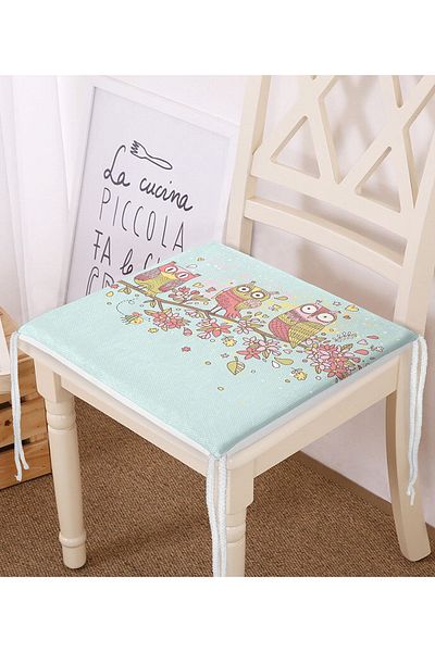 Realhomes Owl Patterned Digital Printed Zippered Chair Cushion