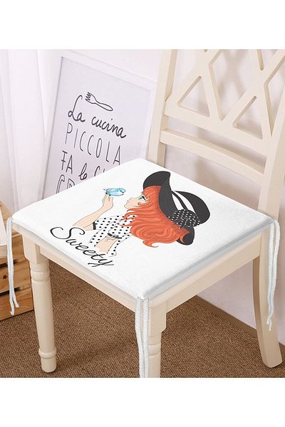 Realhomes Fashion Girl Digital Printed Modern Zippered Chair Cushion