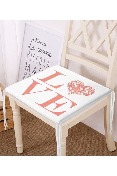 Realhomes Love Themed Digital Printed Zippered Chair Cushion
