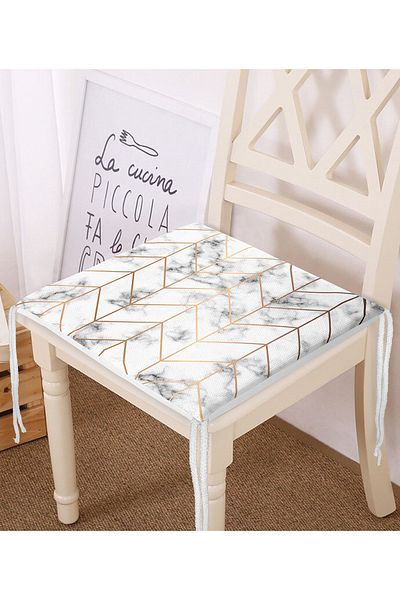 Realhomes Geometric Patterned Modern Zippered Chair Cushion with Marble Floor