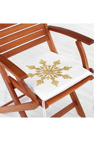 Realhomes Gold Look Snowflake Patterned 3D Modern Zippered Chair Cushion