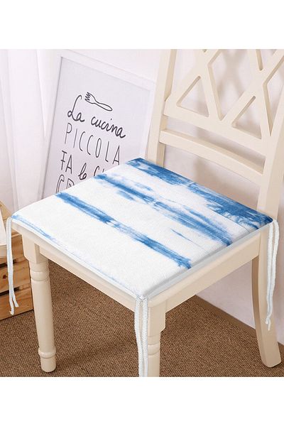 Realhomes Blue White Colored Digital Printed Modern Zippered Chair Cushion