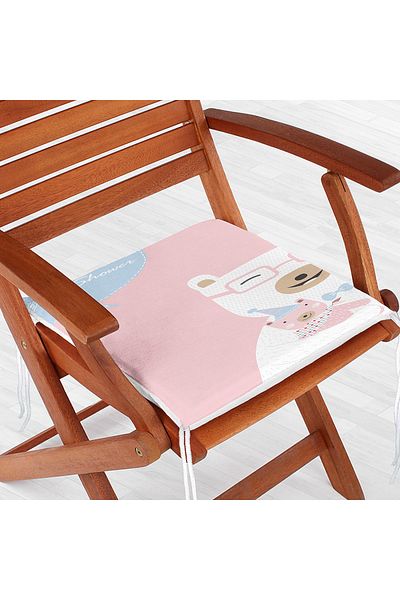 Realhomes Mama și Bebeluș Urs pe fundal roz Baby Shower Pernă pentru scaun cu fermoar pentru camera copiilor imprimată digital