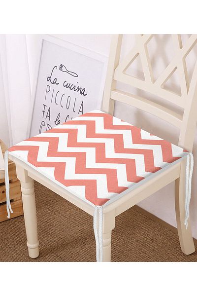 Realhomes Modern Zigzag Patterned Digital Printed Zippered Chair Cushion