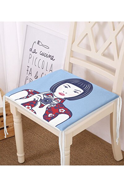 Realhomes Jastuk za stolicu sa patentnim zatvaračem i motivom japanske devojk...