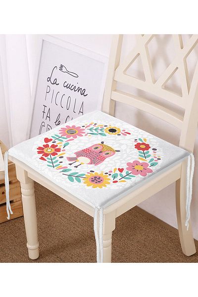 Realhomes Digital Printed Zippered Chair Cushion with Owl Picture