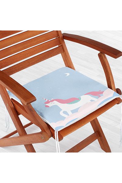 Realhomes Scaun albastru cu model unicorn - imprimat digital, cu fermoar, camera pentru copii cu design special