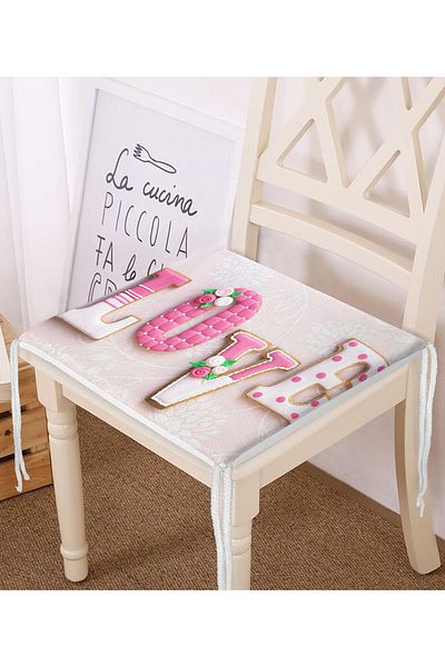 Realhomes Love Themed Digital Printed Zippered Chair Cushion