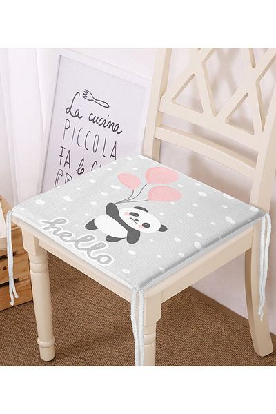 Realhomes Modern Zippered Chair Cushion with Flying Balloons and Cute Panda Pattern