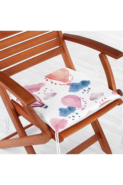 Realhomes Digital Printed Modern Zippered Chair Cushion with Colorful Flying Balloons