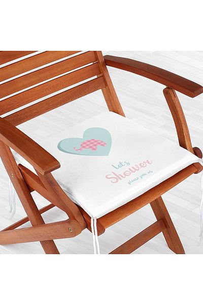 Realhomes White Floor Let's Shower Written Digital Printed Children's Room Zippered Chair Cushion