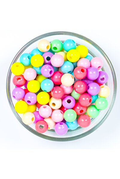 yfhobi 25 Gram - 10 Mm Pastel Karışık Renkli Yuvarlak Plastik Boncuk, ( 25gr ...