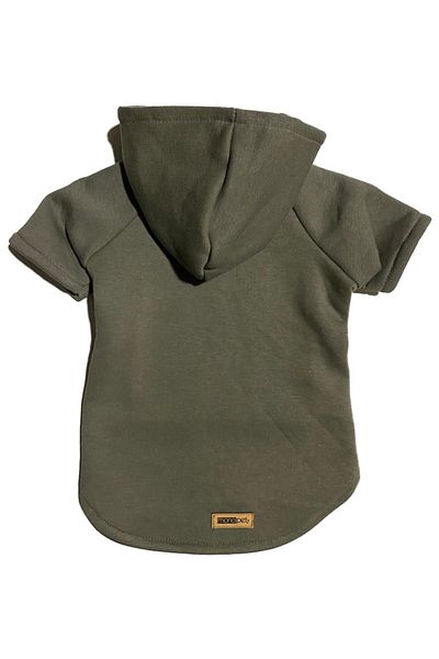 Monopetz Hooded Sweatshirt Dog And Cat Outfit - Size S - Plain Dark Army Green