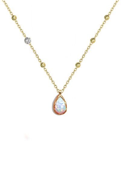 Demas Gold Pırlanta 14 Ayar Altın Dorika Avustralya Beyaz Opal Kolye