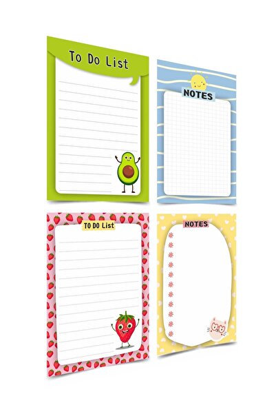 Mapi Bloc de note - Set de 4 bloc-note (note cu tematică soare, pisică, căpșu...