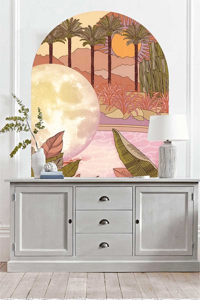 Piksel Grafik Summer Moon Bohemian Arch Wall Sticker