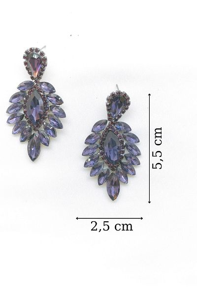 dejavugümüş Women's Purple Color Crystal Stone Hanging Evening Dress Earrings