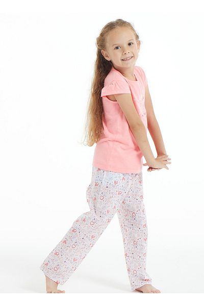 Blackspade 50814 Neon Pink Cotton Short Sleeve Girl's Pajama Set
