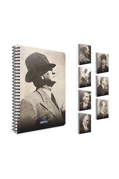 Gıpta Ataturk Spiral Hard Cover Notebook (a4)-100 Sheets (Squared)