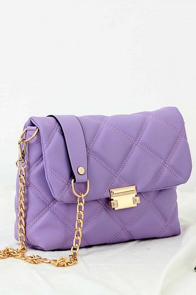 MEİZEN Women's Lilac Quilted Patterned Chain Strap Shoulder Bag