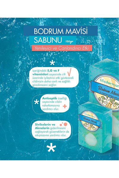 Fitoderman Revitalizing Natural Bodrum Blue Care Soap with Vitamin E 150 gr