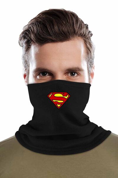 herotasarım Χειμερινό φλις με τυπωμένο λογότυπο Superman - Κολάρο λαιμού Bll1133