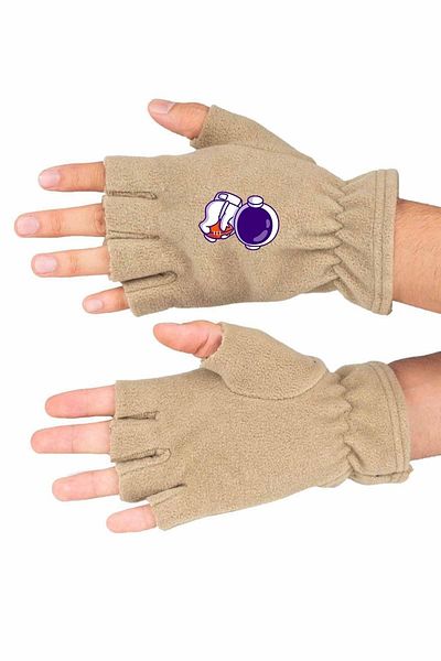 herotasarım Αθλητικά Astronaut Printed Winter Cut Fleece Gloves Bll1839