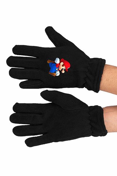 herotasarım Mario Printed Long Winter Fleece Gloves - BLL2871