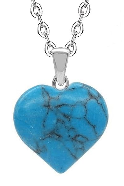 Tesbih Atölyesi Certified Heart Model Real Turquoise Stone Necklace