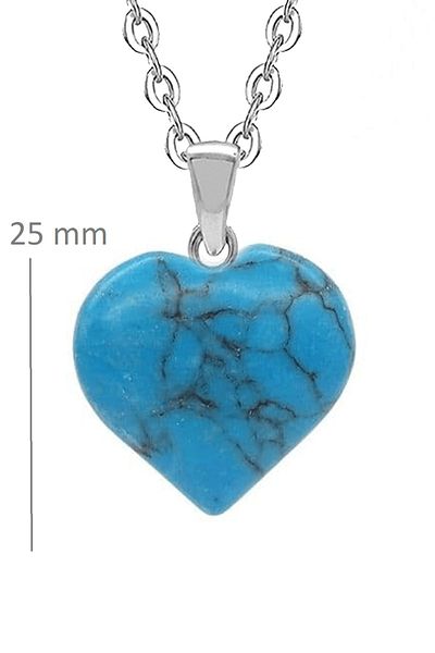 Tesbih Atölyesi Certified Heart Model Real Turquoise Stone Necklace