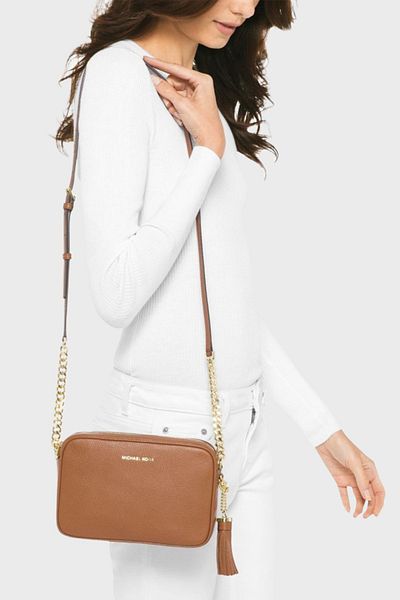 Michael Kors 100% Leather Jet Set Bag with Logo Adjustable Extension Strap