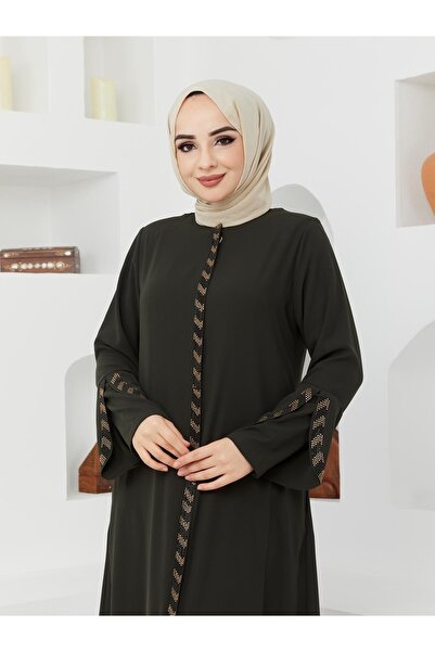 KMKkombin Γυναικείο γυναικείο υφασμάτινο μανίκι με μοτίβο φερμουάρ επάνω μέρος με σχέδιο Topcoat-abaya