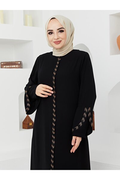 KMKkombin Γυναικείο γυναικείο υφασμάτινο μανίκι με μοτίβο φερμουάρ επάνω μέρος με σχέδιο Topcoat-abaya