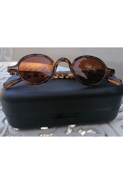 bebestmoda Unisex Brown Vintage Leopard Patterned Sunglasses
