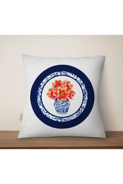 Viemso Double Sided Digital Printing Flower Vase (Japanese Ethnic Set Combination) Throw Pillow Case